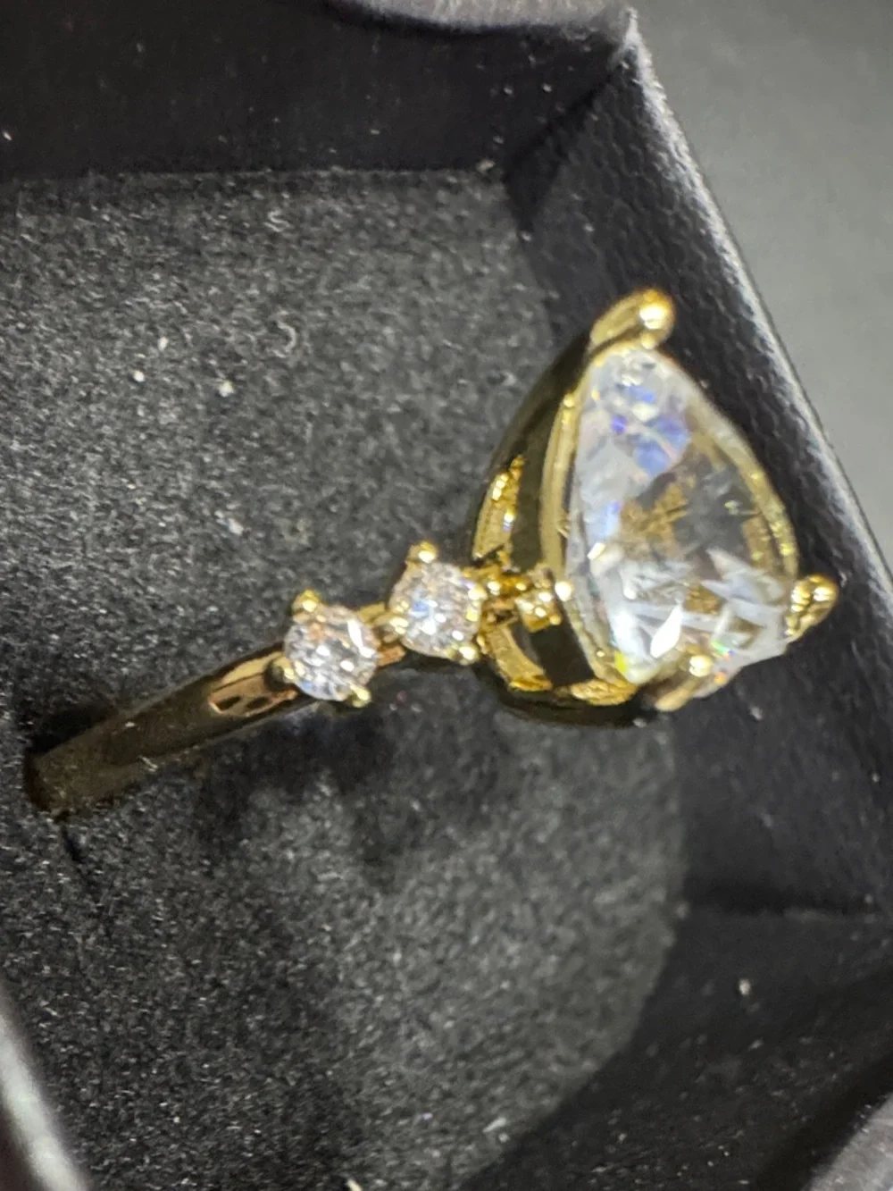 Gold Heart CZ Ring with Clear Heart Stone
